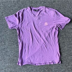 Maceoo Purple V-Neck Men's medium embroidered casual summer vacation Shirt